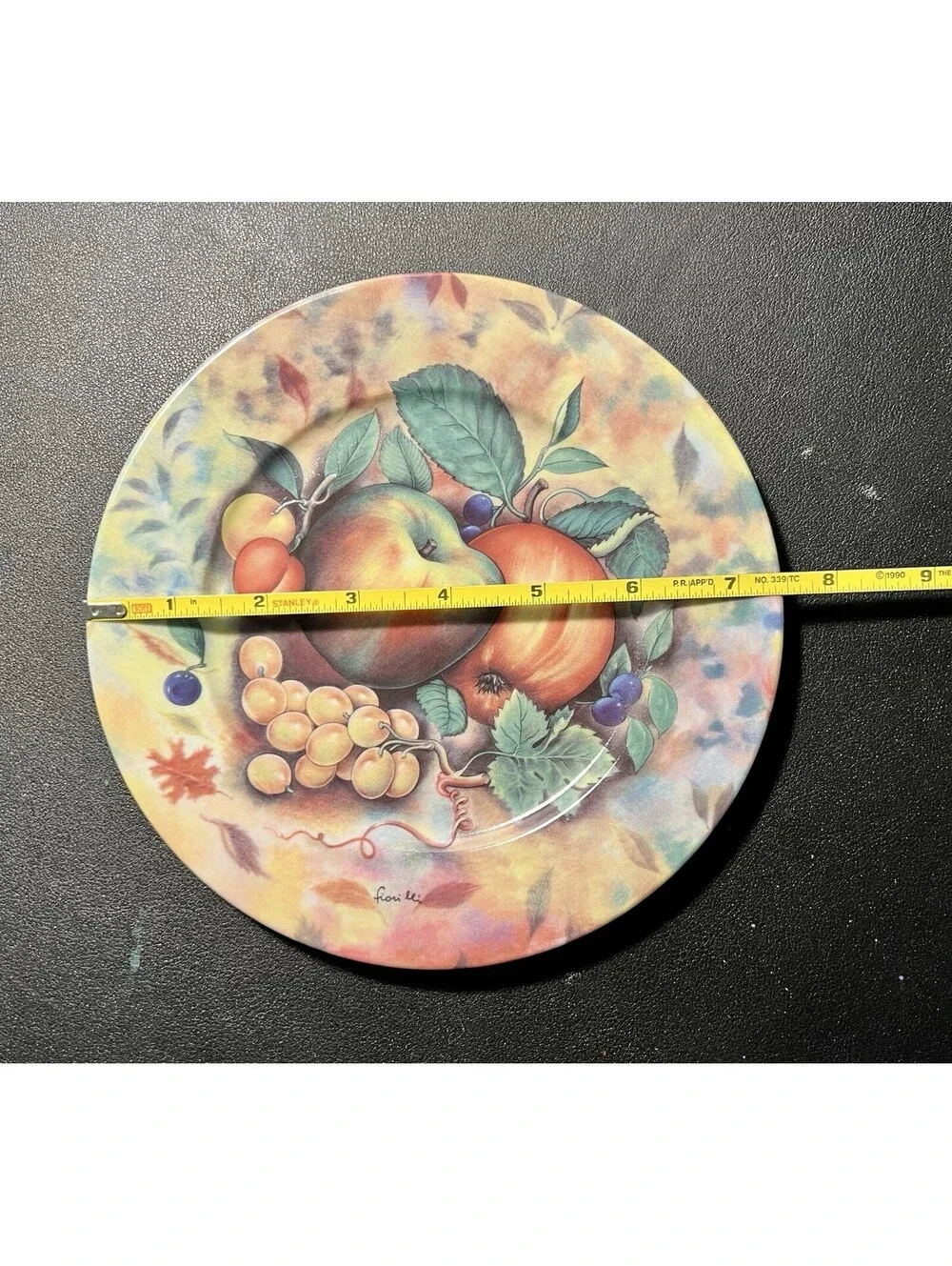 Godinger Email de Limoges 1980s 8 Fruit Salad Plates Hand Painted Marino, 7.5”